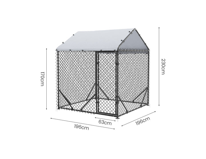 Outdoor Dog Run With One Cover - 196x196x230cm, Upgraded Mesh and Frame for Extended Durability, ,