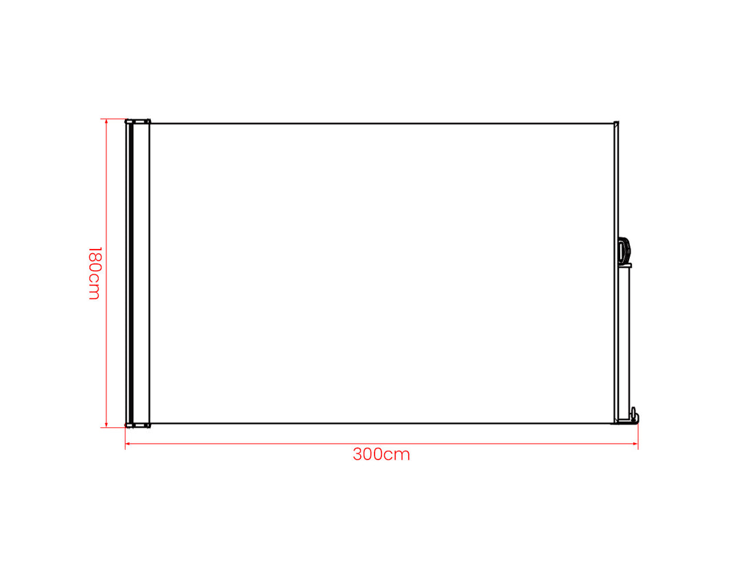 Patio Screen Retractable Side Awning - 1.8m X 3m, Colour: Black,