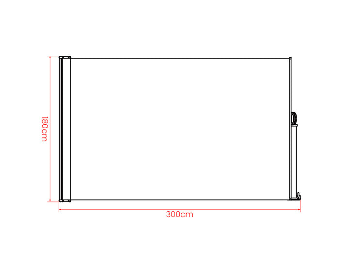 Patio Screen Retractable Side Awning - 1.8m X 3m, Colour: Black,