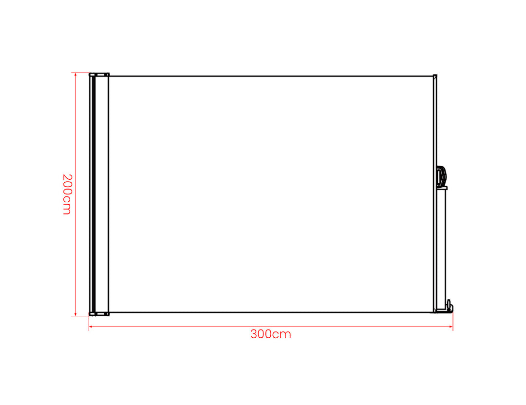 Patio Screen Retractable Side Awning 2m X 3m, Colour: Beige,