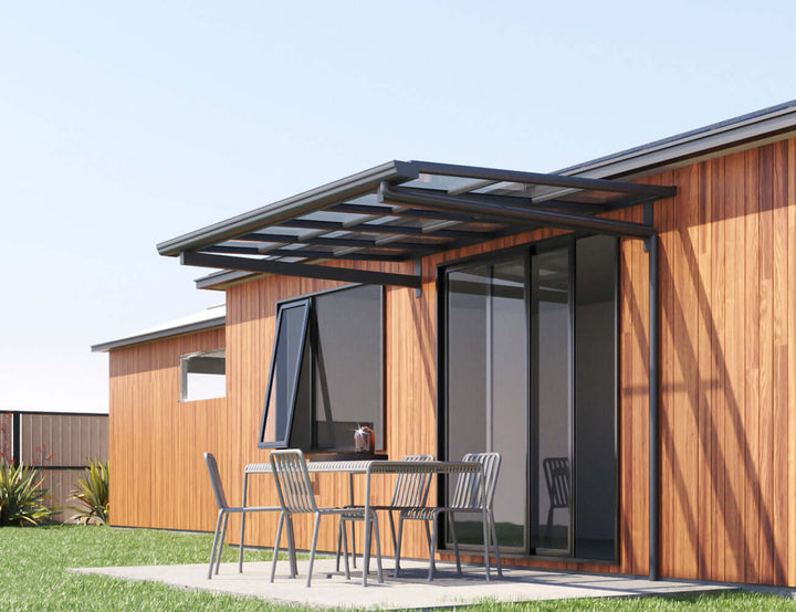 City Window / Door Awning Canopy Collection, Size: 2 x 1.5m, Colour: Black / Light Grey