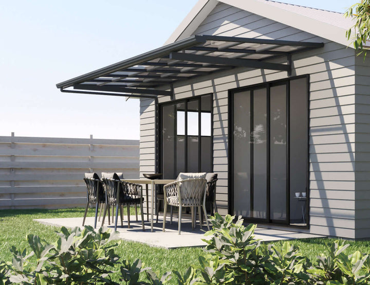 City Window / Door Awning Canopy Collection, Size: 2 x 1.5m, Colour: Black / Light Grey