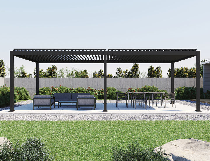 Caribbean Motorised Freestanding Louvre Roof Aluminium Pergola, Size: 4 x 4m, Colour: Black