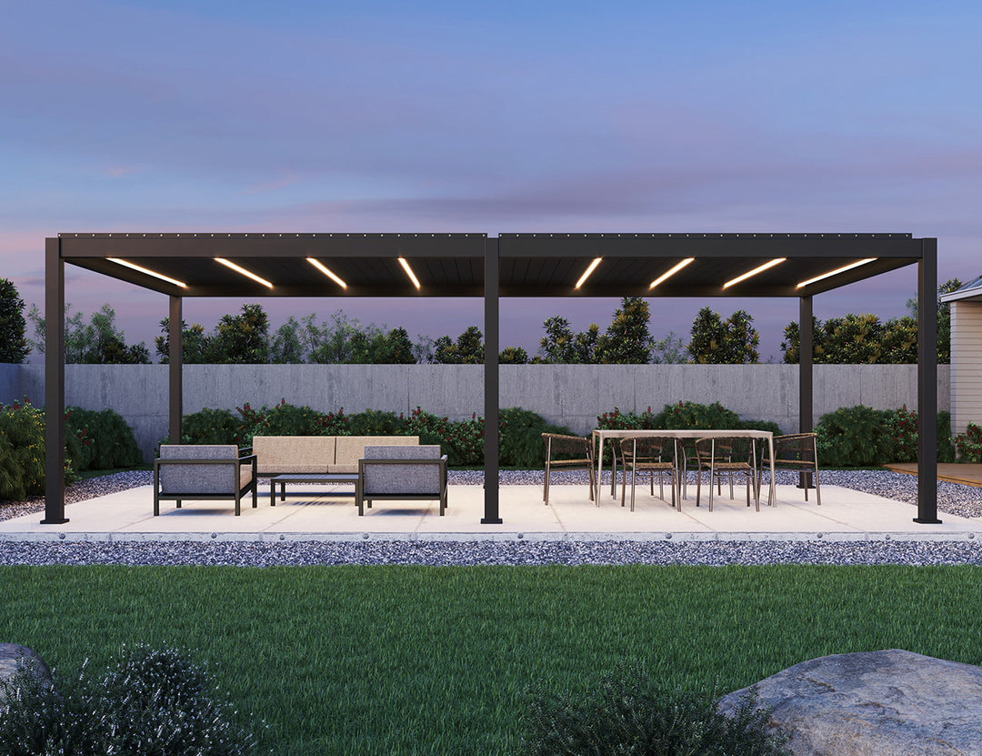 Caribbean Motorised Freestanding Louvre Roof Aluminium Pergola, Size: 4 x 4m, Colour: Black