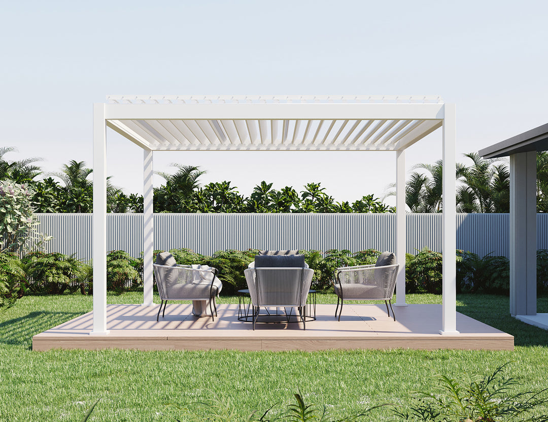 Caribbean Motorised Freestanding Louvre Roof Aluminium Pergola, Size: 4 x 4m, Colour: Black