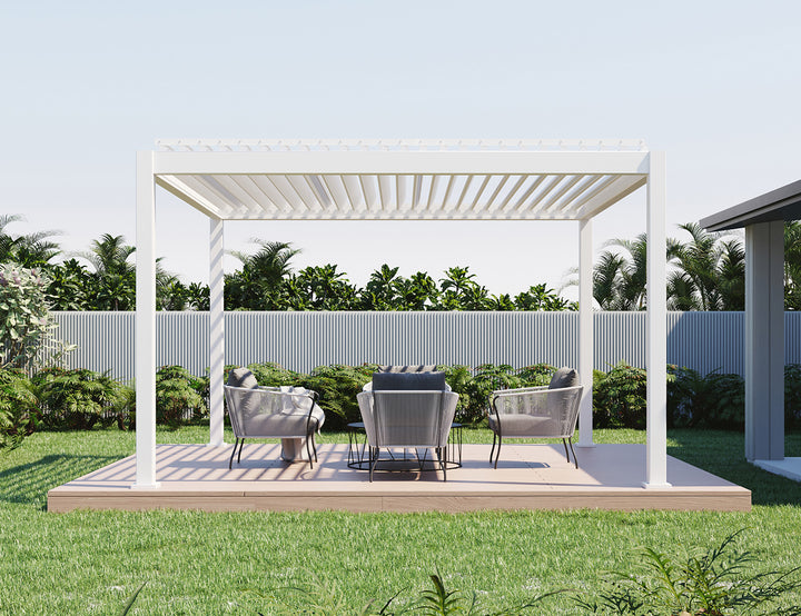 Caribbean Motorised Freestanding Louvre Roof Aluminium Pergola, Size: 4 x 4m, Colour: Black