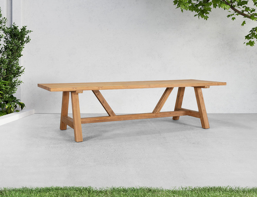Stalwart Teak Trestle Dining Table 250cm, ,