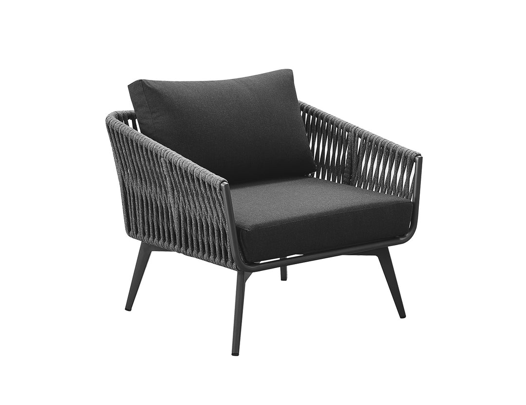 Kereru Aluminium and Rope Outdoor Armchair, Colour: Grey,