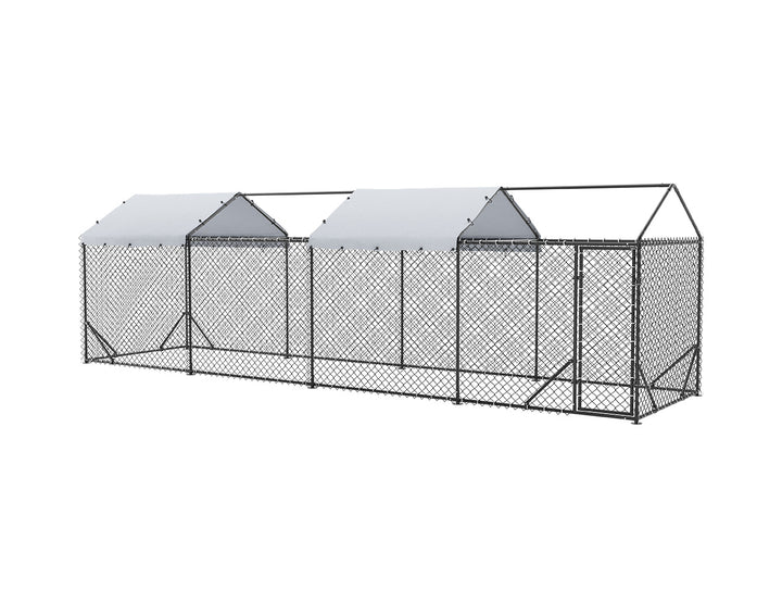 Outdoor Dog Run With Two Covers - 196x776x230cm, Upgraded Mesh and Frame for Extended Durability, ,