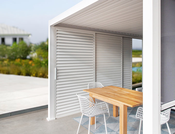 Baltic Freestanding Pergola Shutter Sliding Door, Size: 1.756m, Colour: White