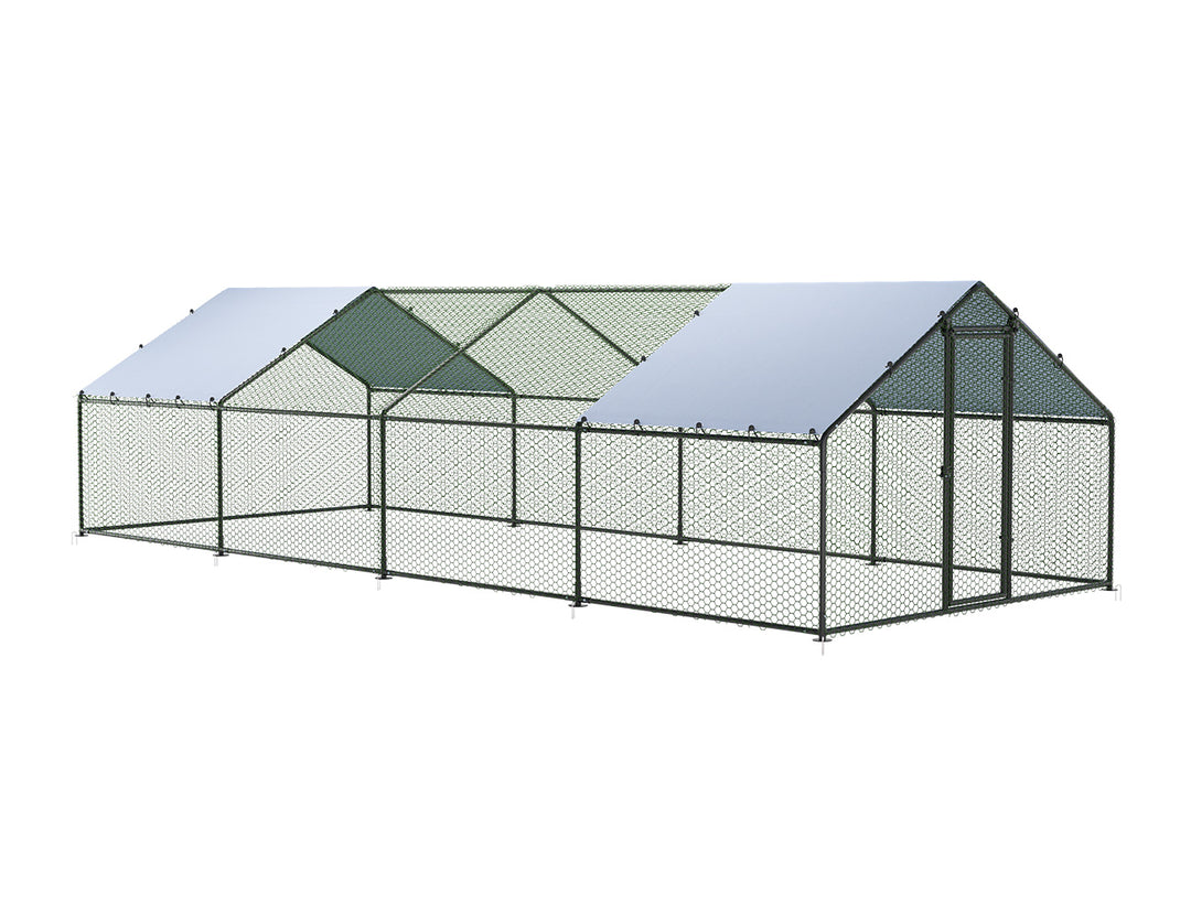 Outdoor Chicken Run With Two Covers - 300x800x200cm, Upgraded Frame for Extended Durability, ,