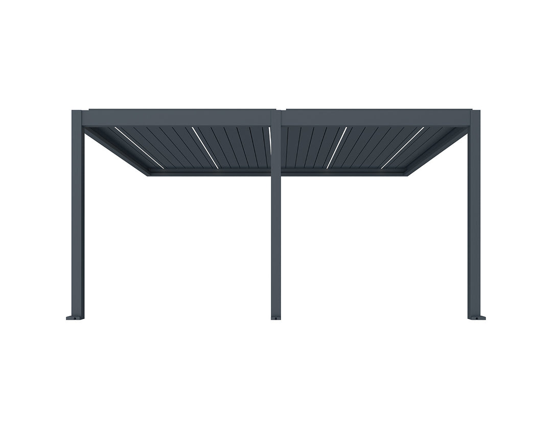 Caribbean Motorised Wall Mounted Louvre Roof Aluminium Pergola, Size: 4 x 3.9m, Colour: Black