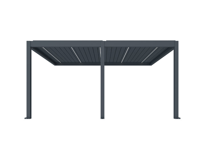 Caribbean Motorised Wall Mounted Louvre Roof Aluminium Pergola, Size: 4 x 3.9m, Colour: Black