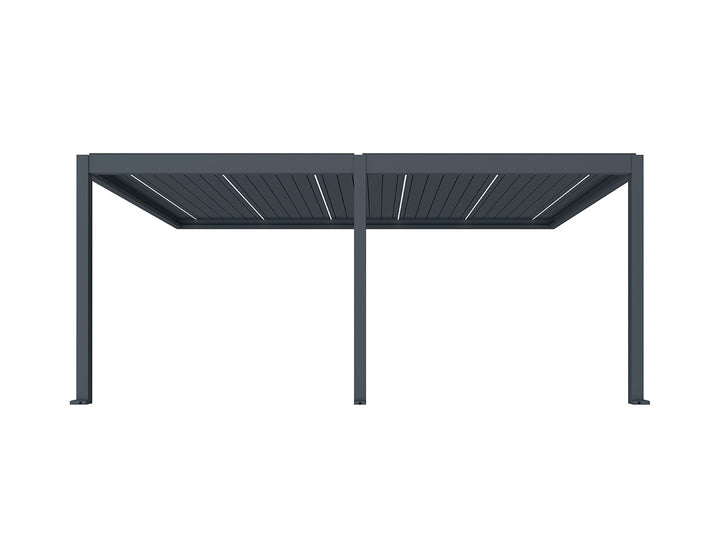Caribbean Motorised Wall Mounted Louvre Roof Aluminium Pergola, Size: 5.9 x 3.9m, Colour: Charcoal
