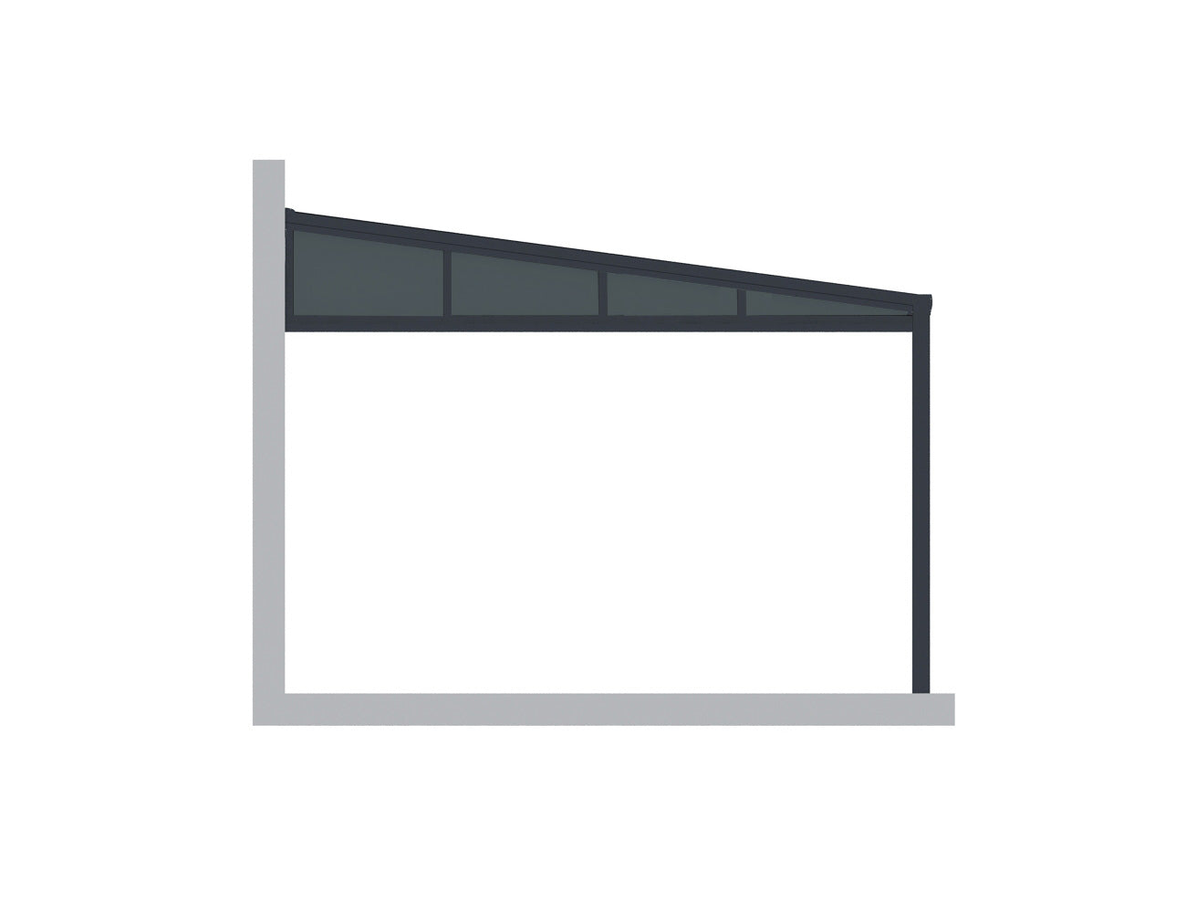Coastal Patio Cover Quarter Window, Size: 3m, Colour: Charcoal