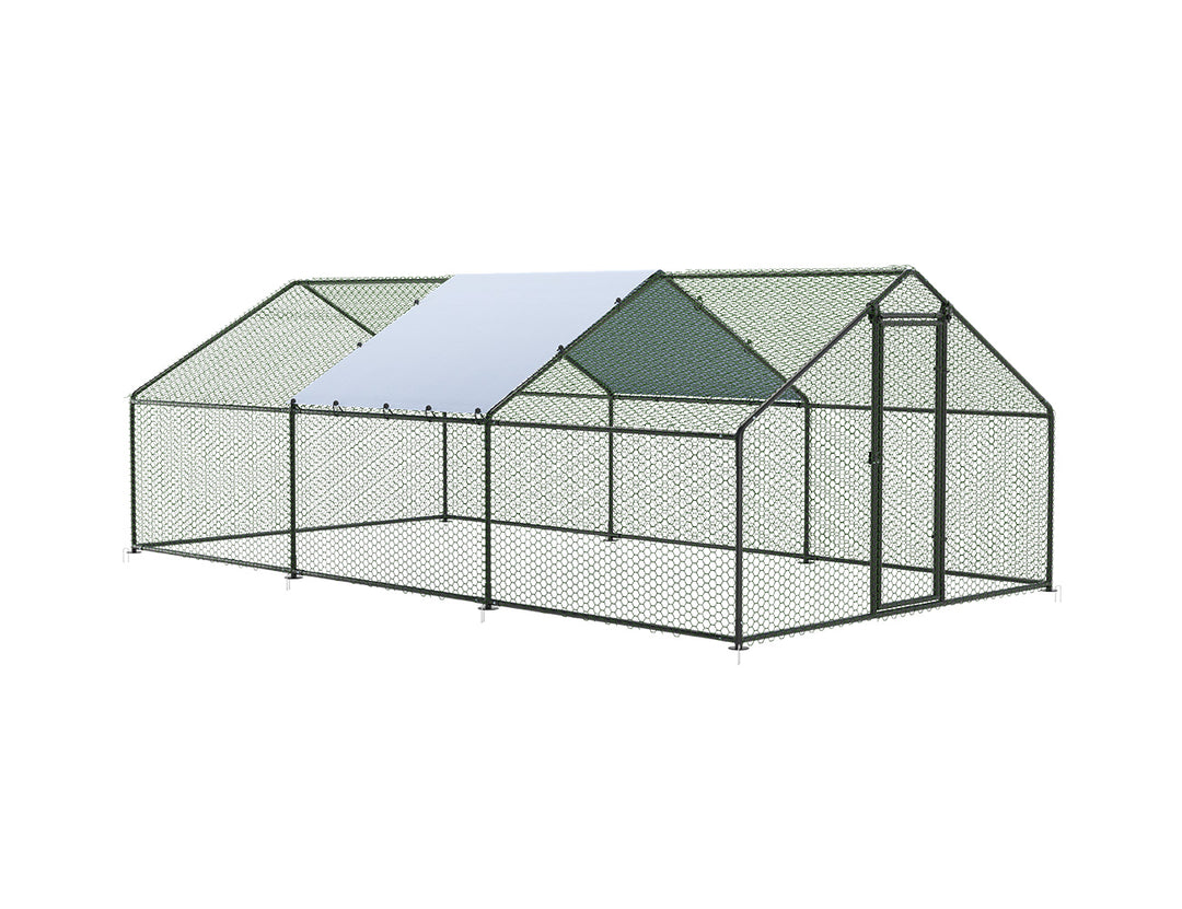 Outdoor Chicken Run With One Cover - 300x600x200cm, Upgraded Frame for Extended Durability, ,