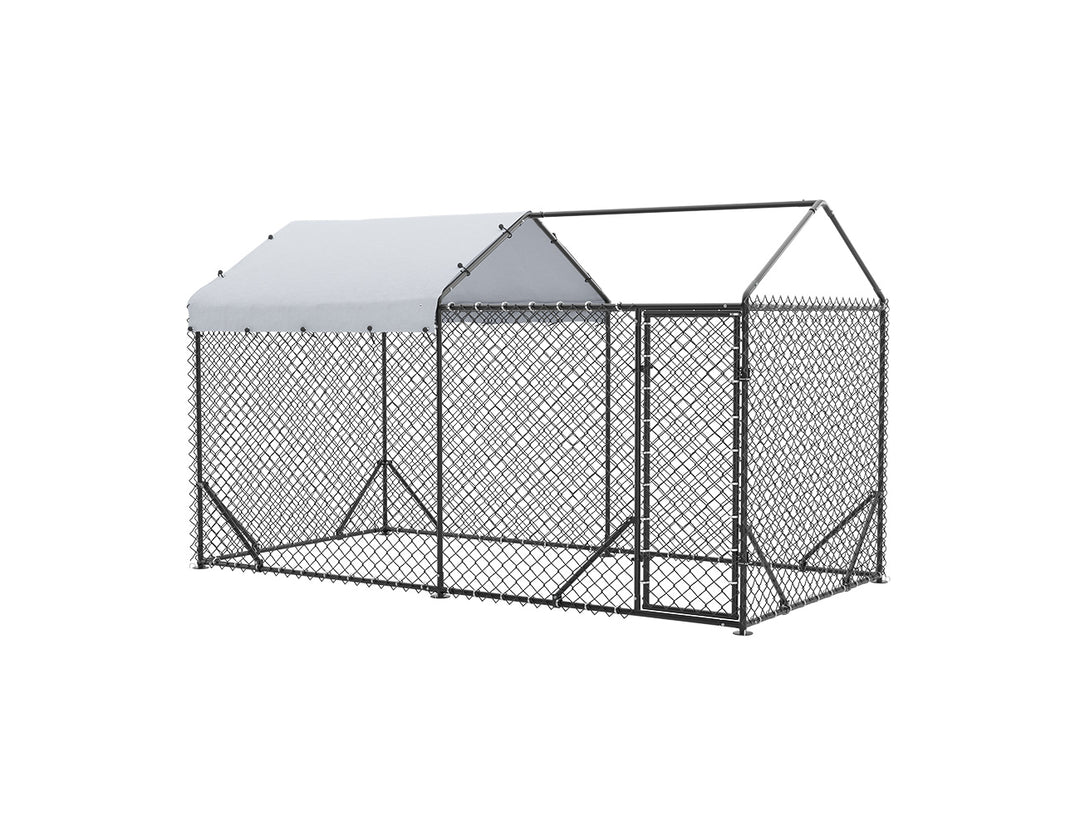 Outdoor Dog Run With One Cover - 196x389x230cm, Upgraded Mesh and Frame for Extended Durability, ,