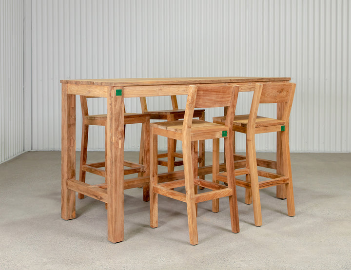 Teak Bar Chair & Rectangular Table Set - 5PCS