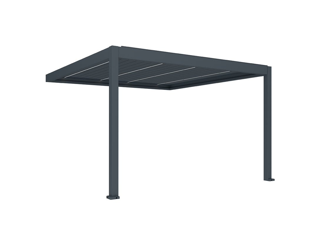 Caribbean Motorised Wall Mounted Louvre Roof Aluminium Pergola, Size: 7 x 3.9m, Colour: Charcoal