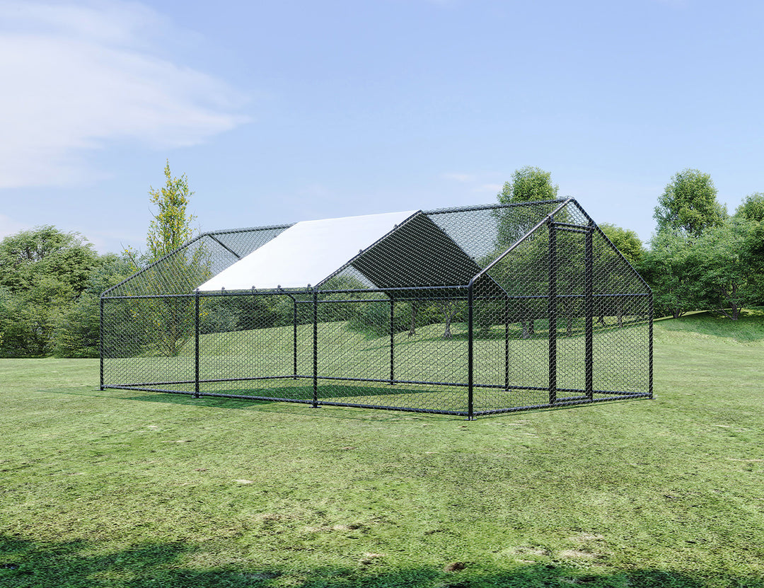 Outdoor Chicken Run With One Cover - 300x600x200cm, Upgraded Frame for Extended Durability, ,