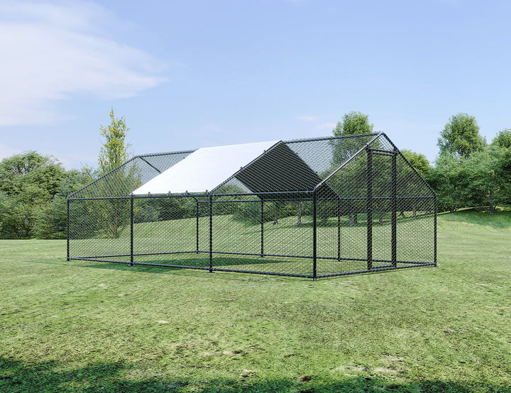 Outdoor Chicken Run With One Cover - 300x600x200cm, Upgraded Frame for Extended Durability, ,