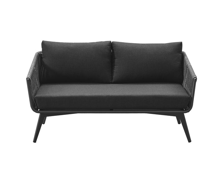 Kereru Aluminium and Rope Outdoor Loveseat, Colour: Grey,