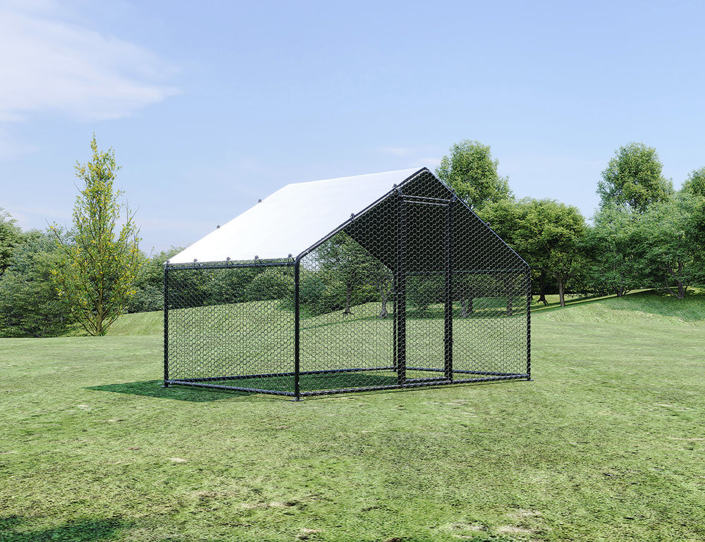 Outdoor Chicken Run With One Cover - 300x200x200cm, Upgraded Frame for Extended Durability, ,