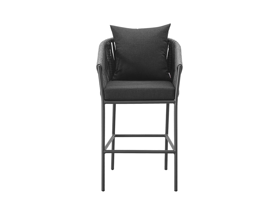 Kereru Aluminium and Rope Outdoor Bar Chair, Colour: Grey,
