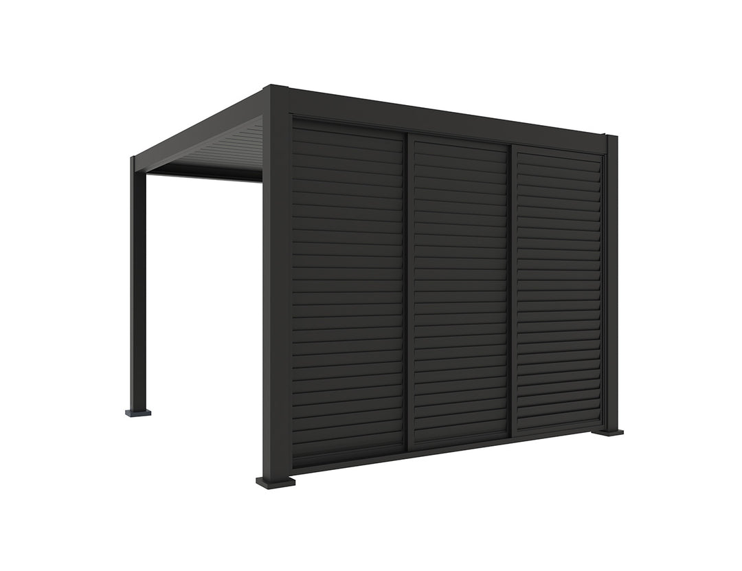 Baltic Freestanding Pergola Shutter Sliding Door, Size: 1.756m, Colour: Black