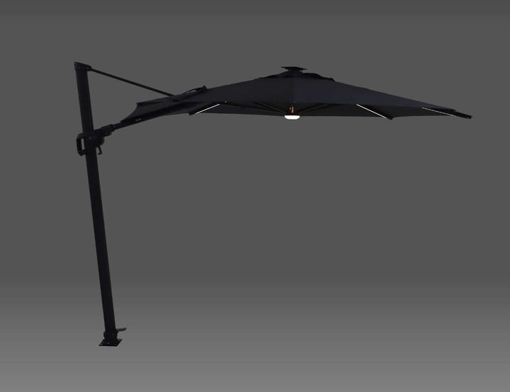 Alabaster 3m Round Cantilever Umbrella, Colour: Dark Grey,