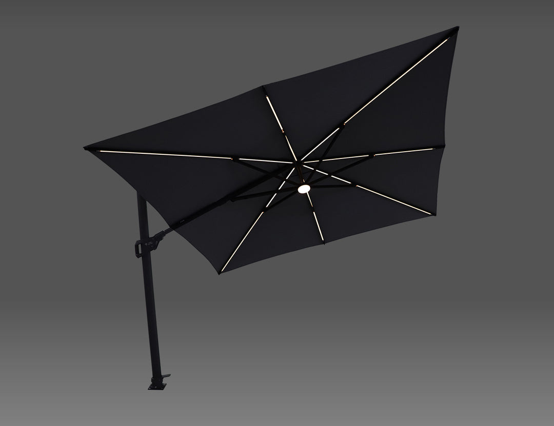 Agave 3m Square Cantilever Umbrella, Colour: Black,