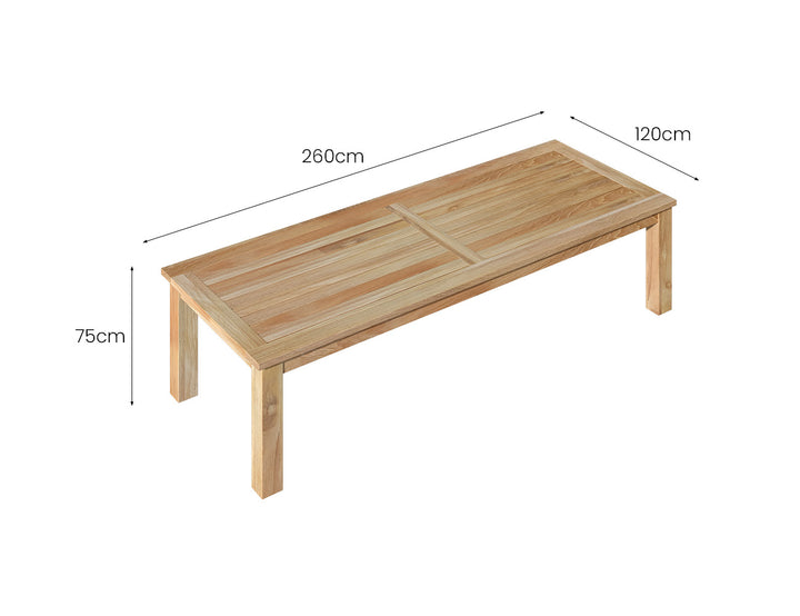 Harmony Outdoor Teak Dining Table 260x 120x 75cm