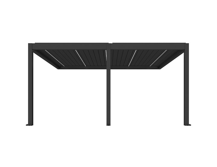 Caribbean Motorised Wall Mounted Louvre Roof Aluminium Pergola, Size: 5 x 3.9m, Colour: Black