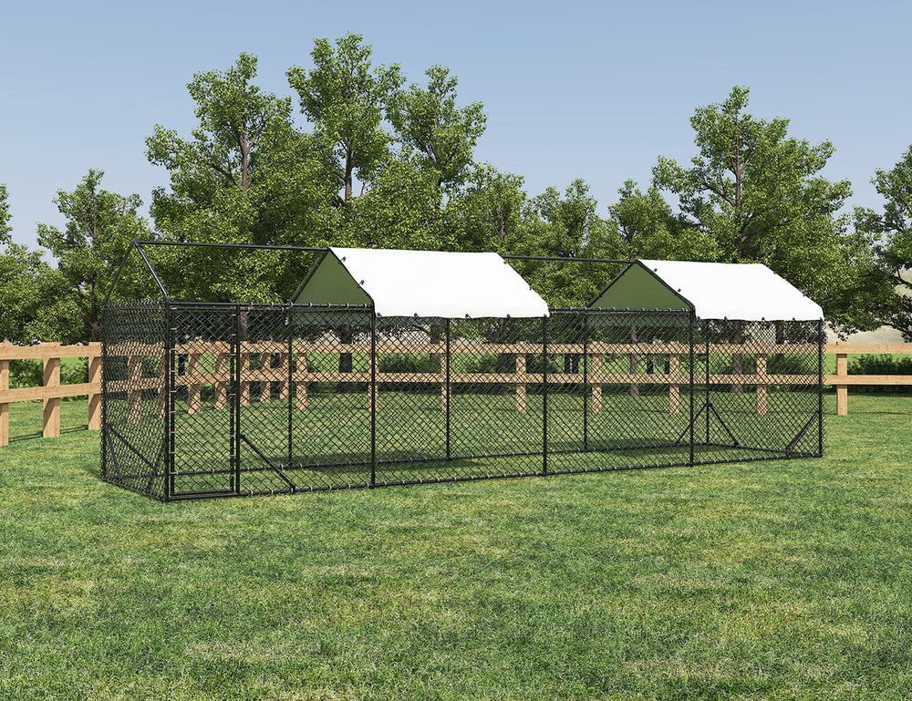 Outdoor Dog Run With Two Covers - 196x776x230cm, Upgraded Mesh and Frame for Extended Durability, ,