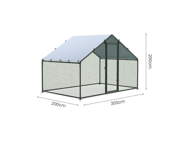 Outdoor Chicken Run With One Cover - 300x200x200cm, Upgraded Frame for Extended Durability, ,