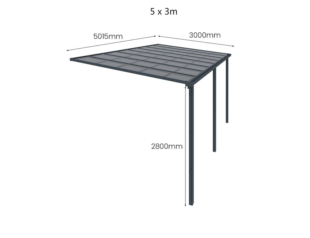 Urban Wall Mounted Patio Cover Collection, Size: 3 x 3m, Colour: White / Light Grey