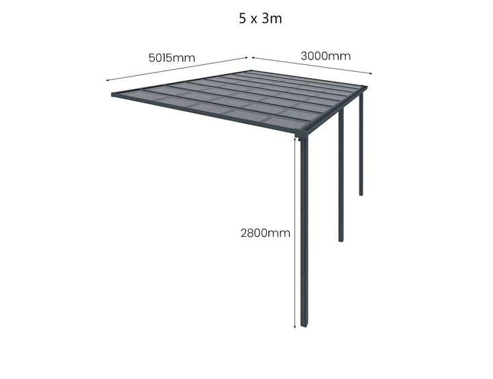 Urban Wall Mounted Patio Cover Collection, Size: 3 x 3m, Colour: White / Light Grey