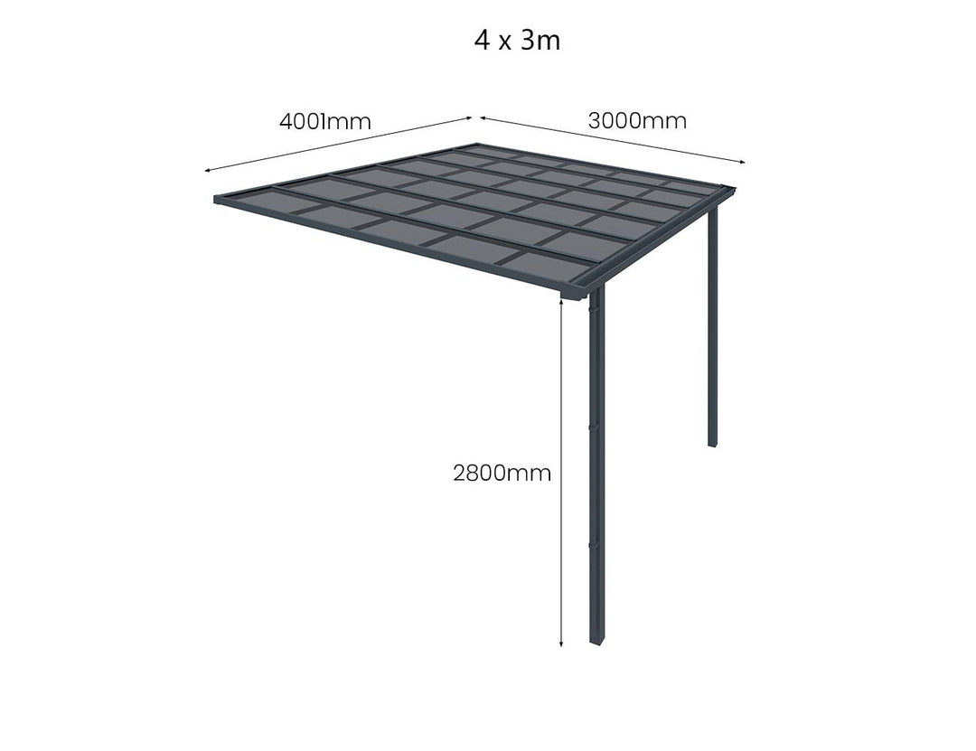 Urban Wall Mounted Patio Cover Collection, Size: 3 x 3m, Colour: White / Light Grey