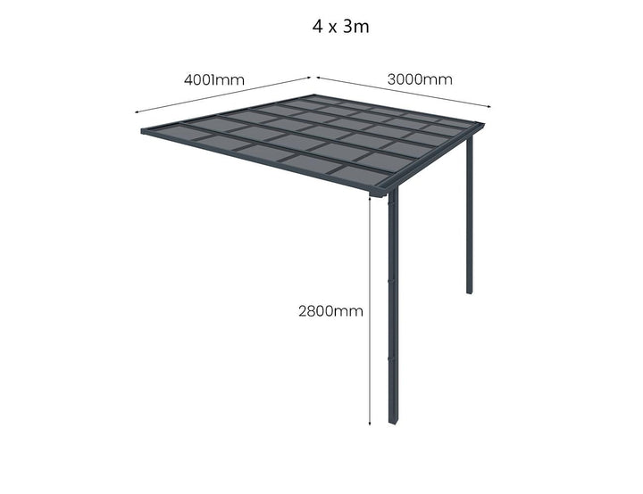 Urban Wall Mounted Patio Cover Collection, Size: 3 x 3m, Colour: White / Light Grey