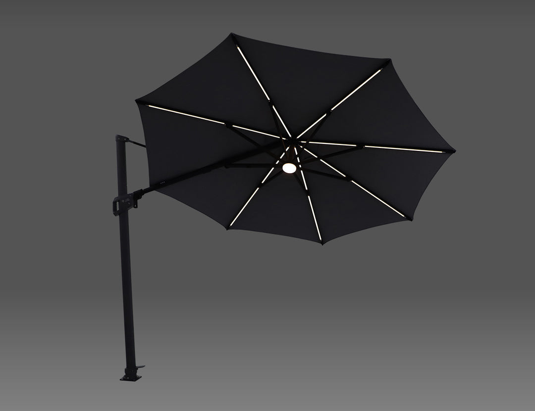 Agave 3m Round Cantilever Umbrella, Colour: Black,