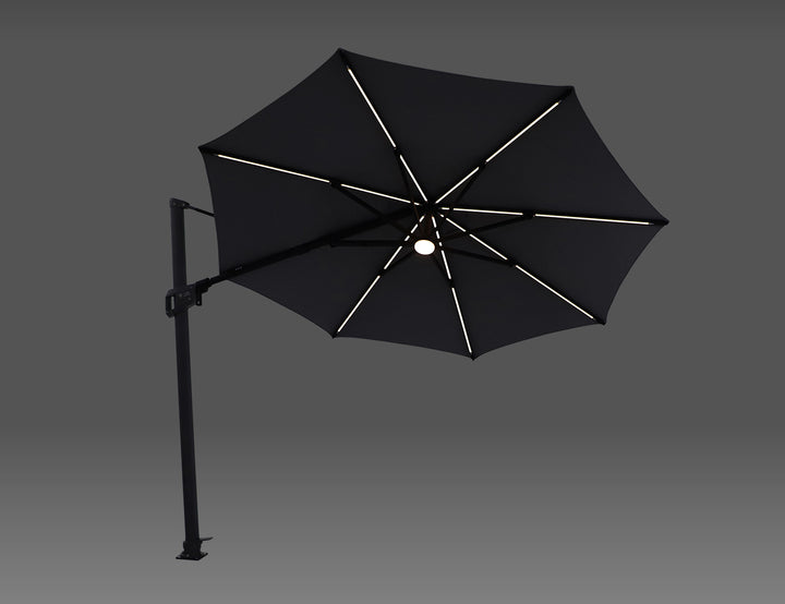 Agave 3m Round Cantilever Umbrella, Colour: Black,