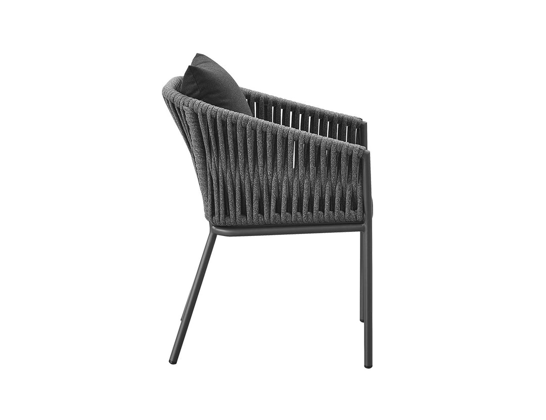 Kereru Aluminium and Rope Outdoor Dining Chair, Colour: Grey,