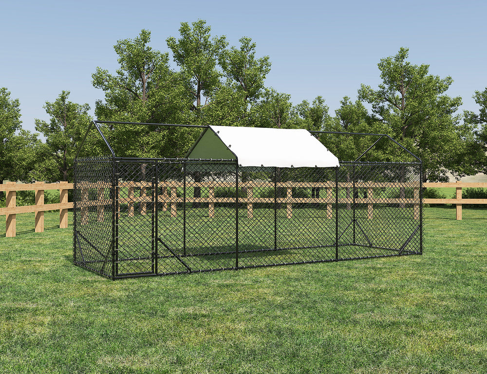 Outdoor Dog Run With One Cover - 196x582x230cm, Upgraded Mesh and Frame for Extended Durability, ,
