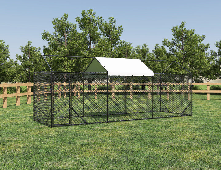 Outdoor Dog Run With One Cover - 196x582x230cm, Upgraded Mesh and Frame for Extended Durability, ,