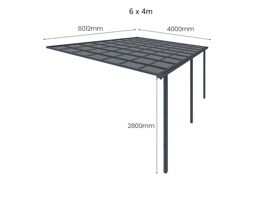 Urban Wall Mounted Patio Cover Collection, Size: 3 x 3m, Colour: White / Light Grey