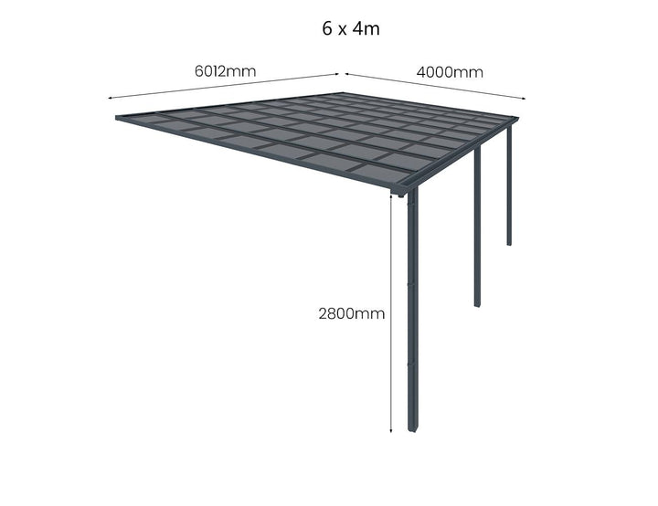 Urban Wall Mounted Patio Cover Collection, Size: 3 x 3m, Colour: White / Light Grey