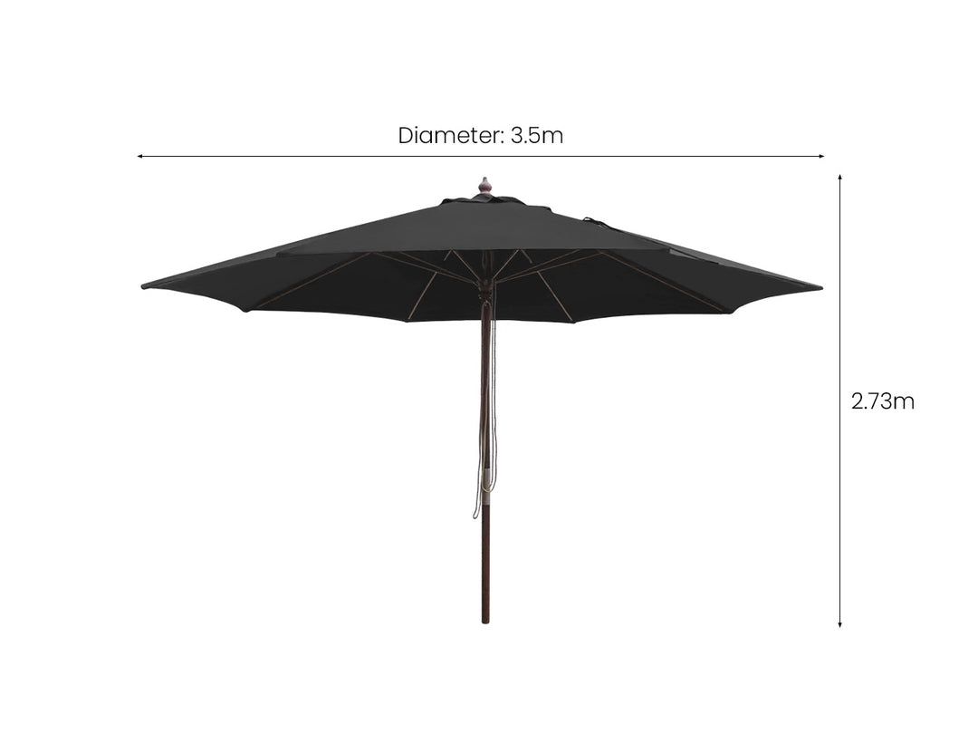 Nile 3.5m Sunbrella Round Market Umbrella, Colour: Black,