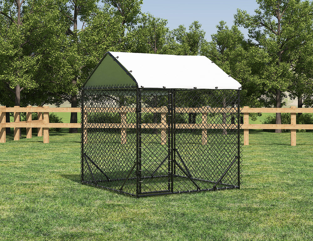 Outdoor Dog Run With One Cover - 196x196x230cm, Upgraded Mesh and Frame for Extended Durability, ,