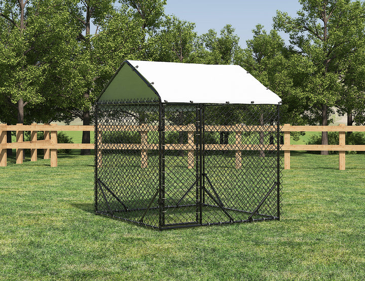 Outdoor Dog Run With One Cover - 196x196x230cm, Upgraded Mesh and Frame for Extended Durability, ,