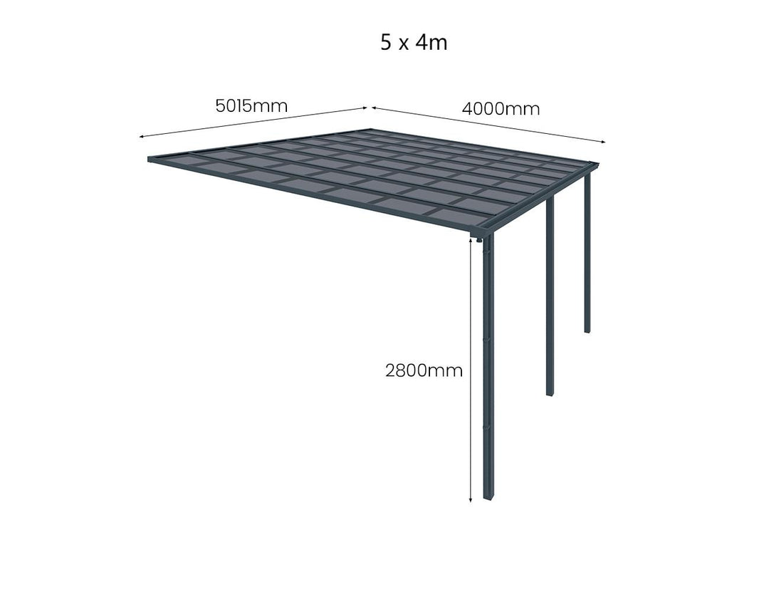 Urban Wall Mounted Patio Cover Collection, Size: 3 x 3m, Colour: White / Light Grey
